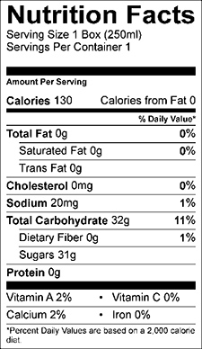 Orange juice calories outlet 250ml