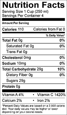 Bajan Cherry - Nutrition Facts