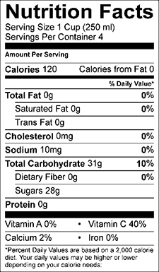 Guava Pineapple - Nutritional Facts